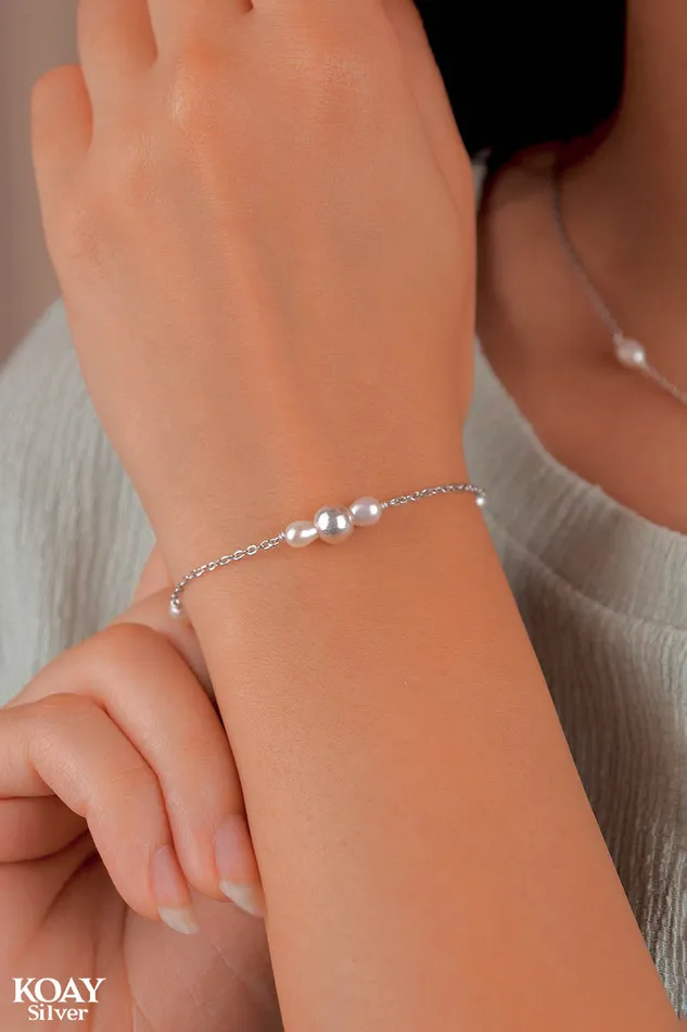 Bracelets Ball And Pearl Bracelet KOAY Silver Store Bracelets Ball And Pearl Bracelet KOAY Silver Store