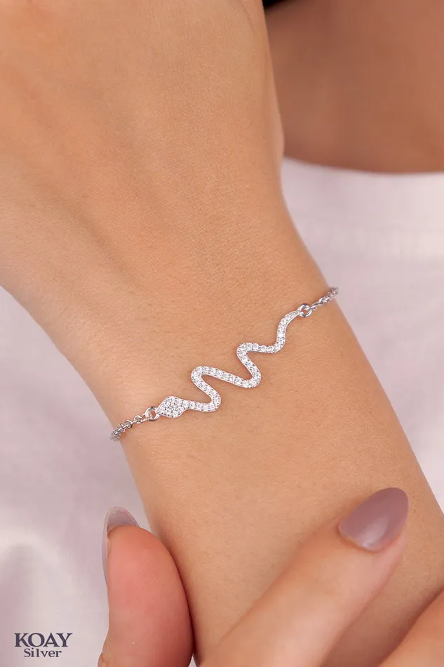 Bracelets KOAY Silver Store Zircon Snake Bracelet