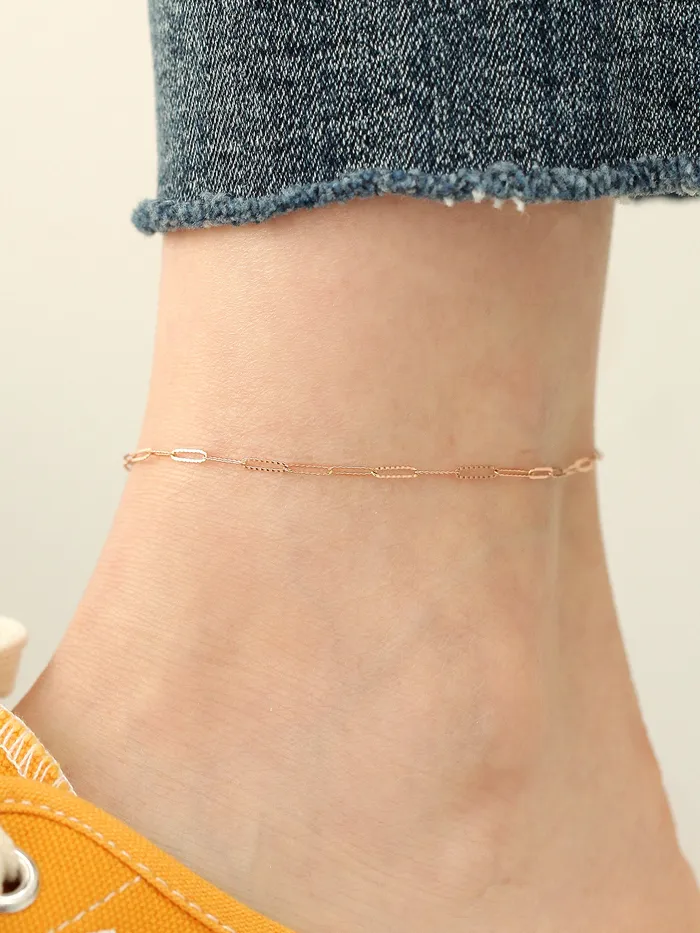 Bracelets MinimalBijoux 14K 18K Gold Slim Square Chain Anklet Bracelet