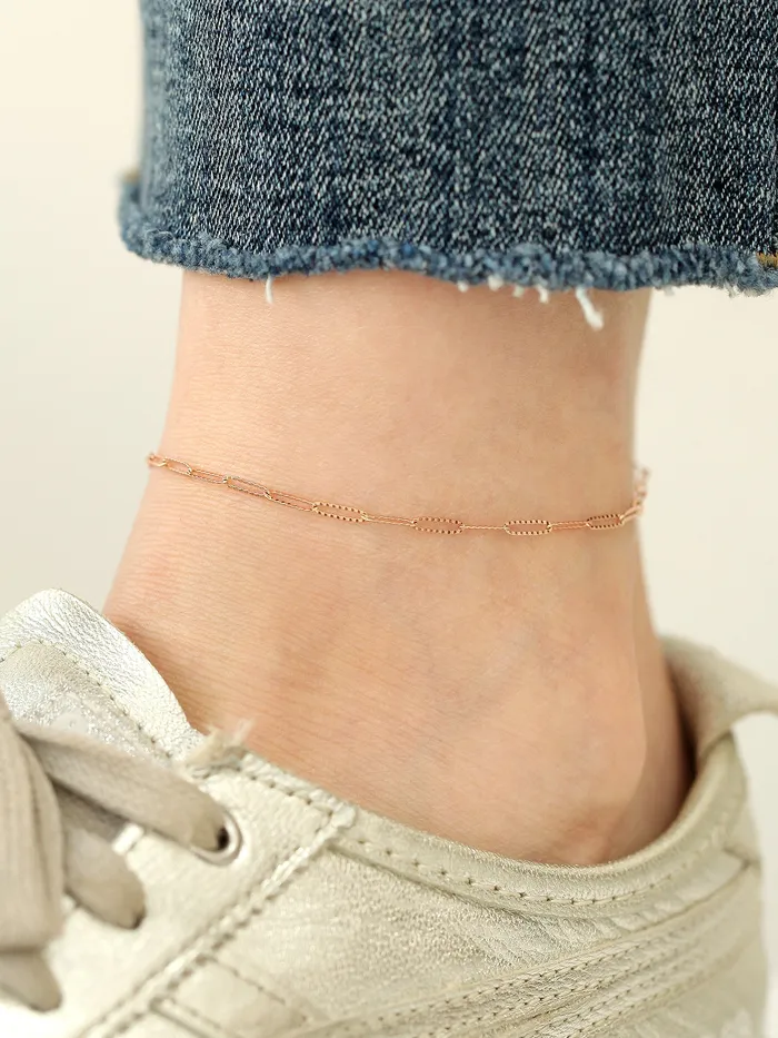 Bracelets MinimalBijoux 14K 18K Gold Slim Square Chain Anklet Bracelet