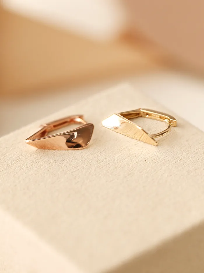 Earrings MinimalBijoux 14K 18K Gold 3D Rhombus Cartilage Hoop Earring