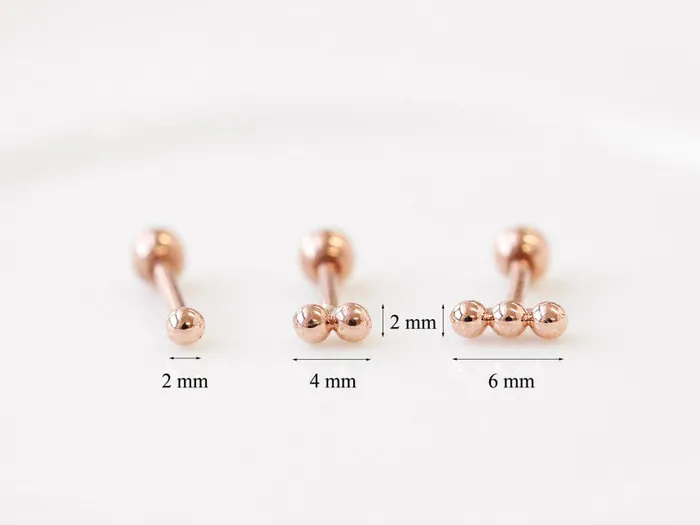 Earrings MinimalBijoux 14K Gold Mini Ball Cartilage Earring 18G16G