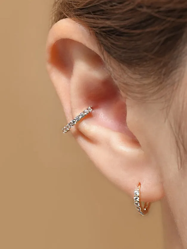 Earrings MinimalBijoux 14K Gold One Line Cubic Cartilage Hoop Earring