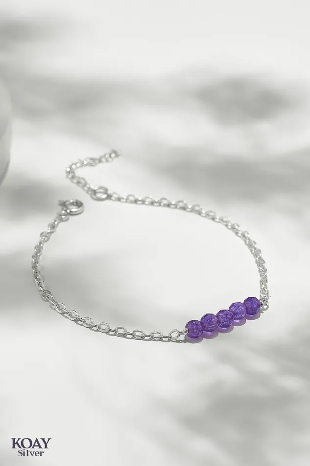 Five Purple Stones Bracelet KOAY Silver Store Bracelets