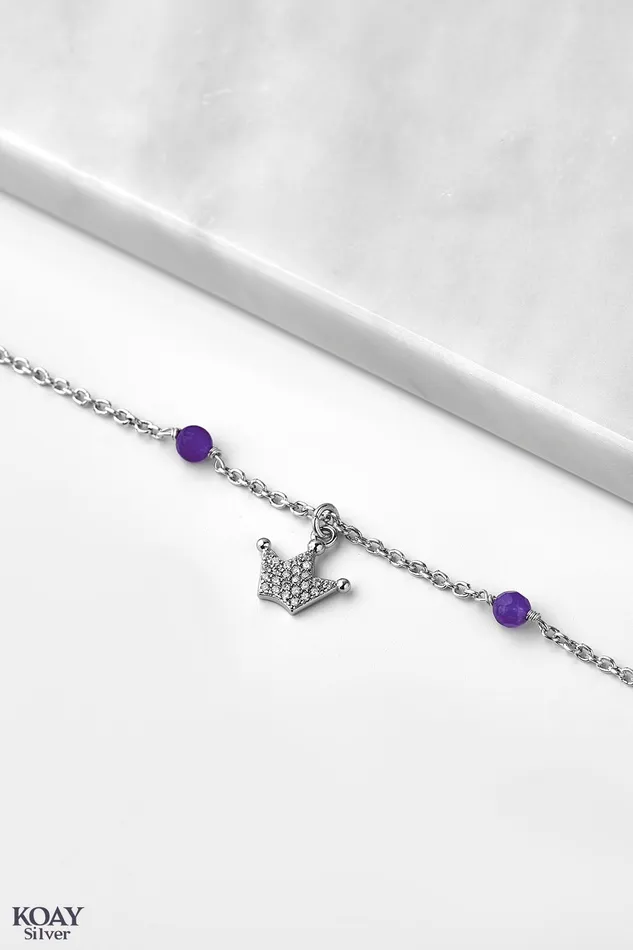 KOAY Silver Store Bracelets Purple Crown Bracelet