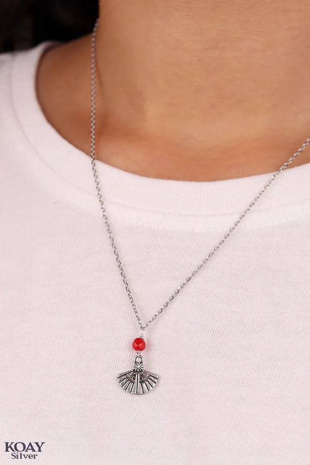 KOAY Silver Store Necklaces Lotus Italian Necklace Red KOAY Silver Store Necklaces Lotus Italian Necklace Red