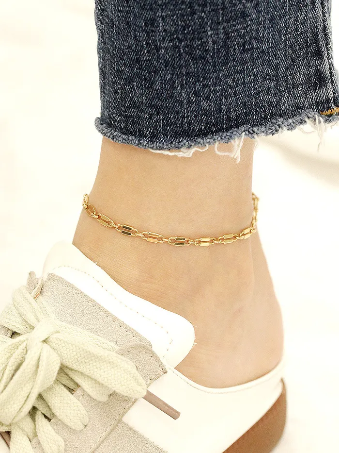 MinimalBijoux Bracelets 14K Gold Clip Lock Chain Bracelet Anklet