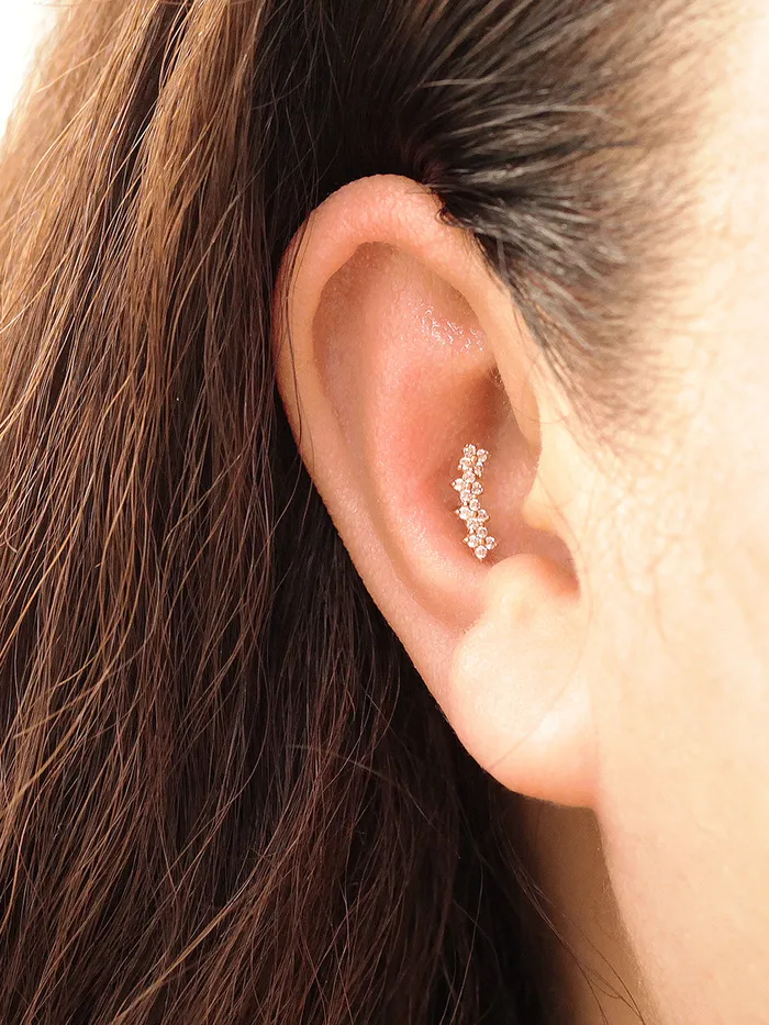 MinimalBijoux Earrings 14K Gold Four Flower Cartilage Earring 20G18G16G