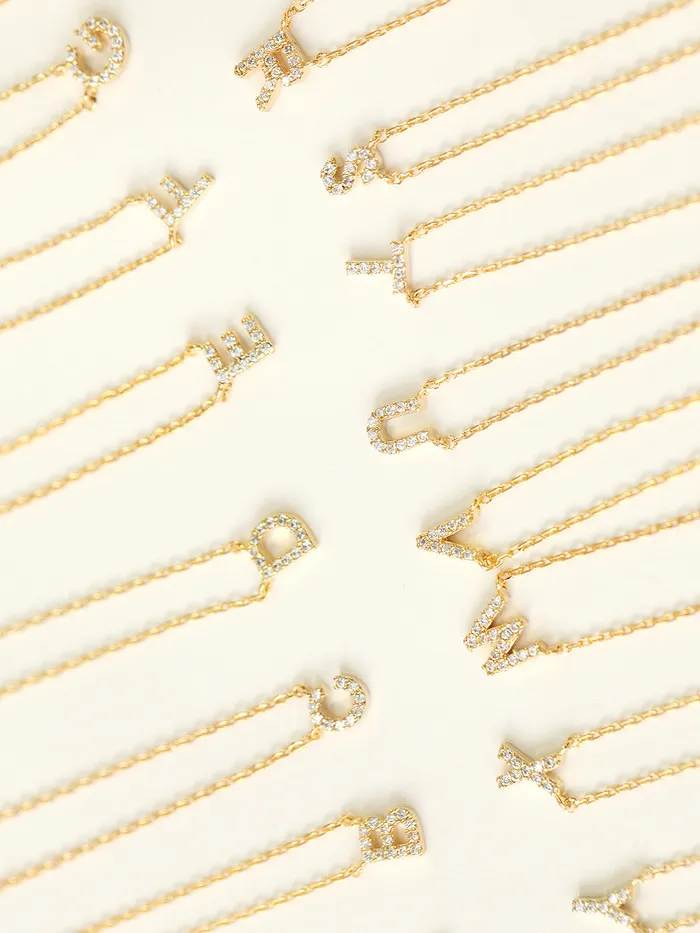 MinimalBijoux Necklaces Cubic Initial necklace AZ