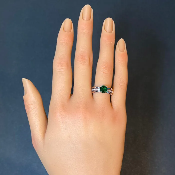 Moriartys Gem Art Rings 14K White Gold Chrome Tourmaline And Diamond Ring 132 Carats