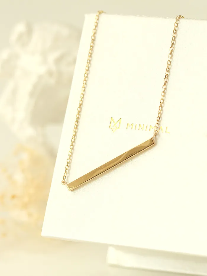 Necklaces MinimalBijoux 14K 18K Gold Simple Stick Necklace
