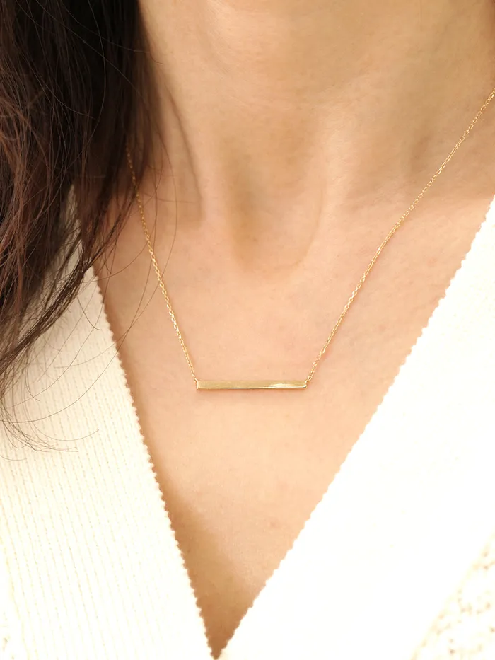 Necklaces MinimalBijoux 14K 18K Gold Simple Stick Necklace