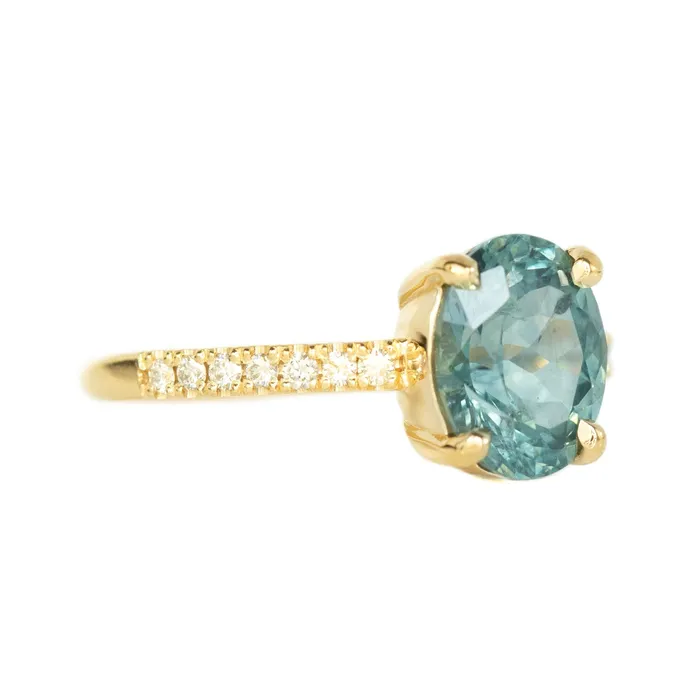 Rings Anueva Jewelry 26ct Oval Montana Sapphire Ring In French Set Yellow Gold