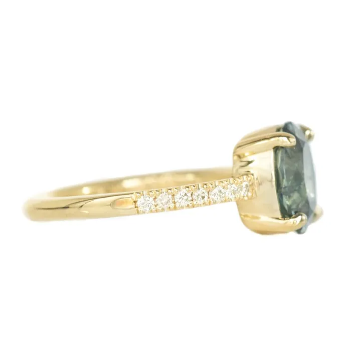Rings Anueva Jewelry 26ct Oval Montana Sapphire Ring In French Set Yellow Gold