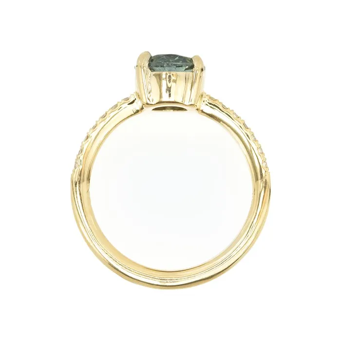Rings Anueva Jewelry 26ct Oval Montana Sapphire Ring In French Set Yellow Gold