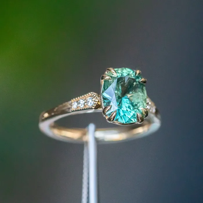 Rings Anueva Jewelry Vintage Cathedral Setting with Diamonds in Band Setting