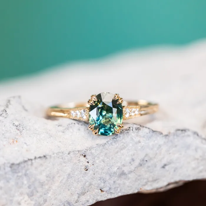 Rings Anueva Jewelry Vintage Cathedral Setting with Diamonds in Band Setting
