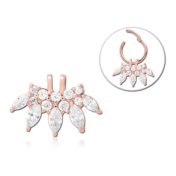 Rings Fan CZ Rose Gold Ring Charm Tulsa Body Jewelry