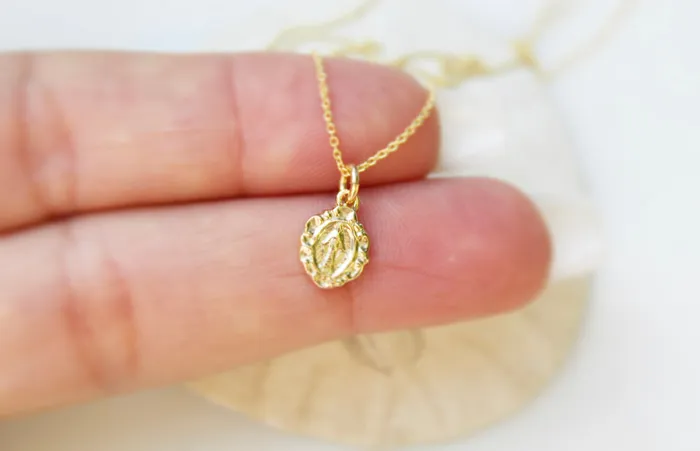 14K Gold Tiny Miraculous Medal Necklace TheLittleCatholic Necklaces