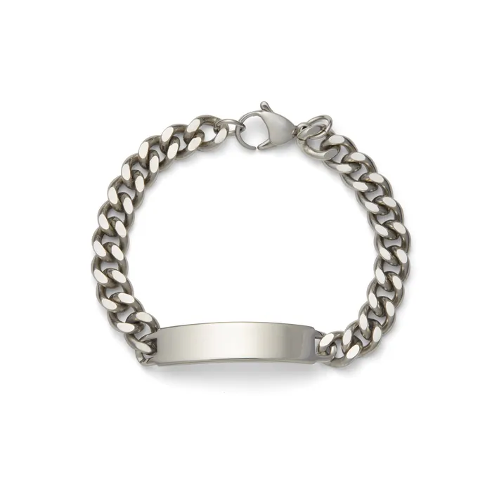 Bracelets Mens ID Bracelet with Polished Plaque Speidel