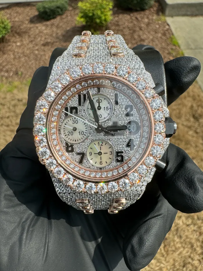 DripGawd Jewelry Rings Fully Iced Custom Moissanite AP Watch Two Tone