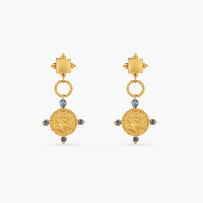 Earrings Blue Virgo Zodiac Gold Plated Silver Drop Earrings SILVER