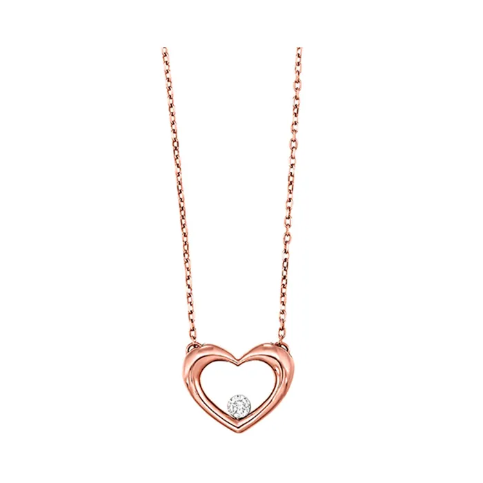Gems One 10K Rose Gold Heart Pendant with Diamond Necklaces