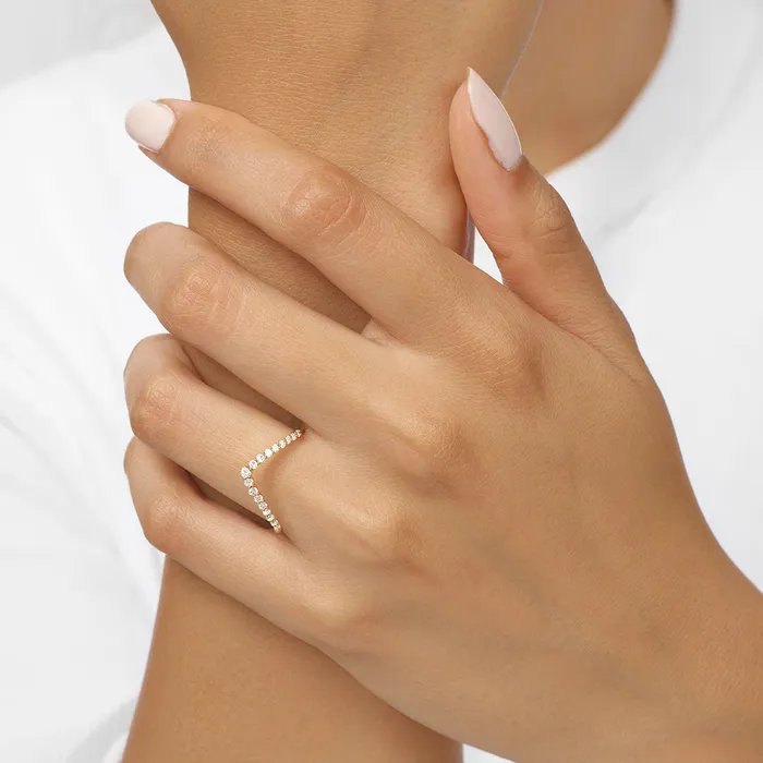 International Diamond Center Rings Diamond VShaped Stackable Wedding Ring In 10K Yellow Gold 14ctw
