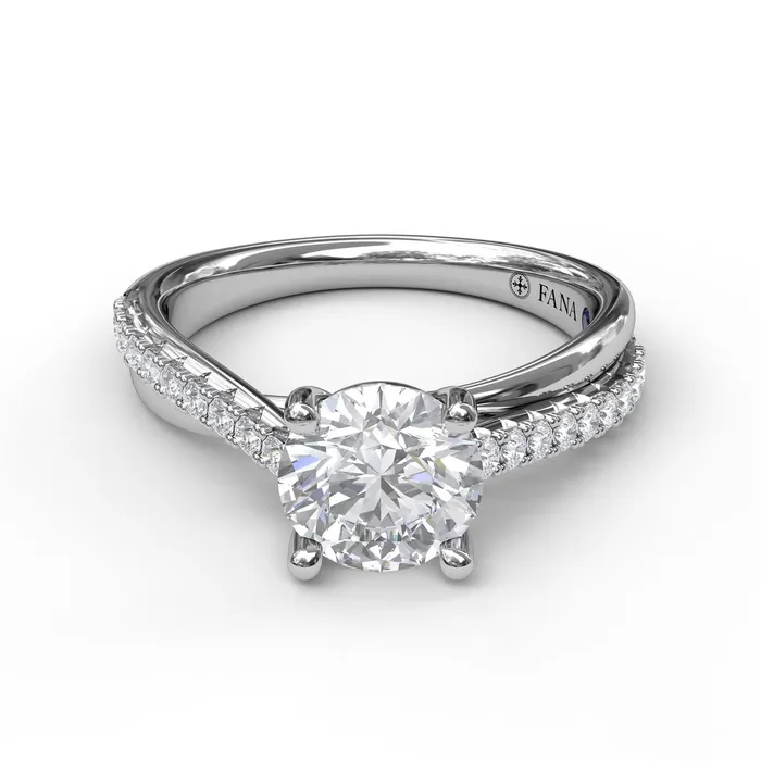 International Diamond Center Rings FANA Round Cut Solitaire With Criss Cross Band Ring Setting