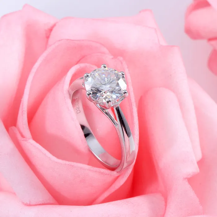 Luxus Moissanite Rings Jewelry Rings 14k White Gold Moissanite Solitaire Ring 2ct