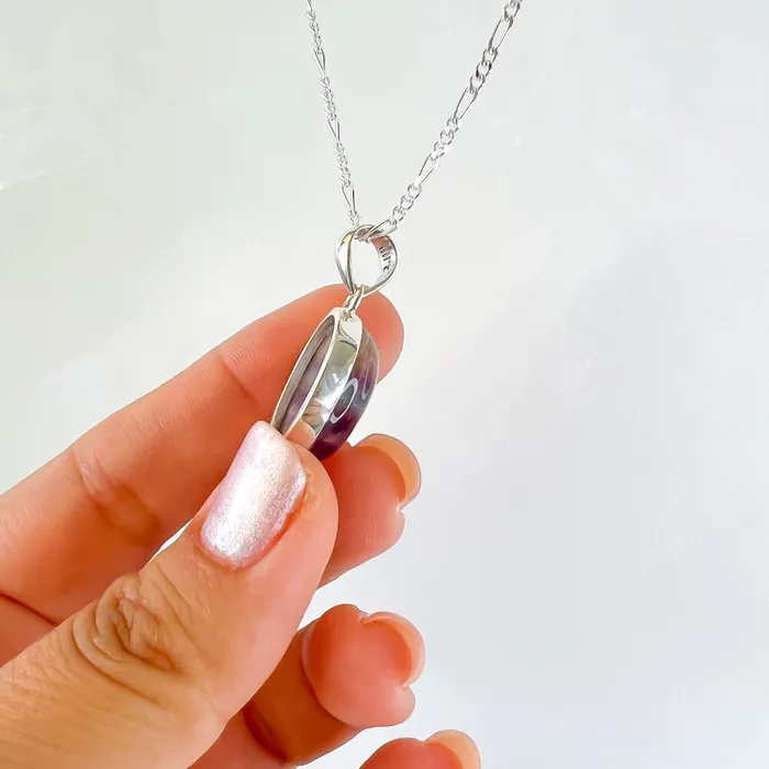 Magic Crystals Necklaces Rainbow Fluorite Sterling Silver Pendant Necklace