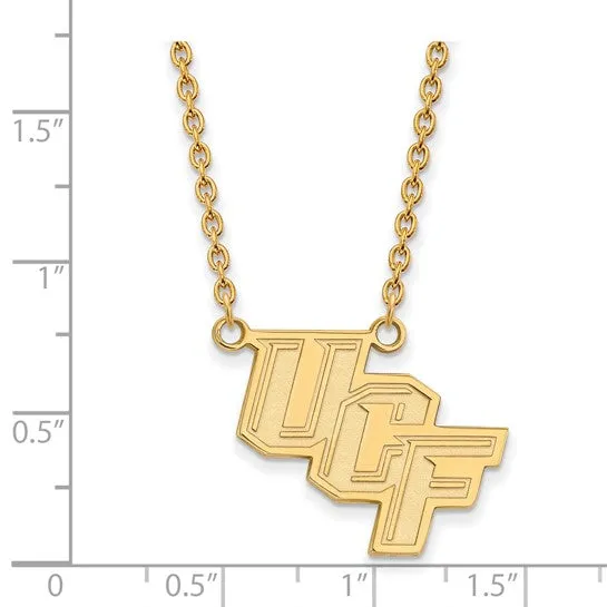 Necklaces International Diamond Center Sterling Silver Goldplated LogoArt University of Central Florida UCF Large Pendant 18 inch Necklace