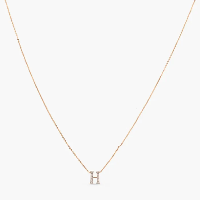 Necklaces SILVER Alphabet AZ Charms CZ RoseGold Plated Silver Necklace