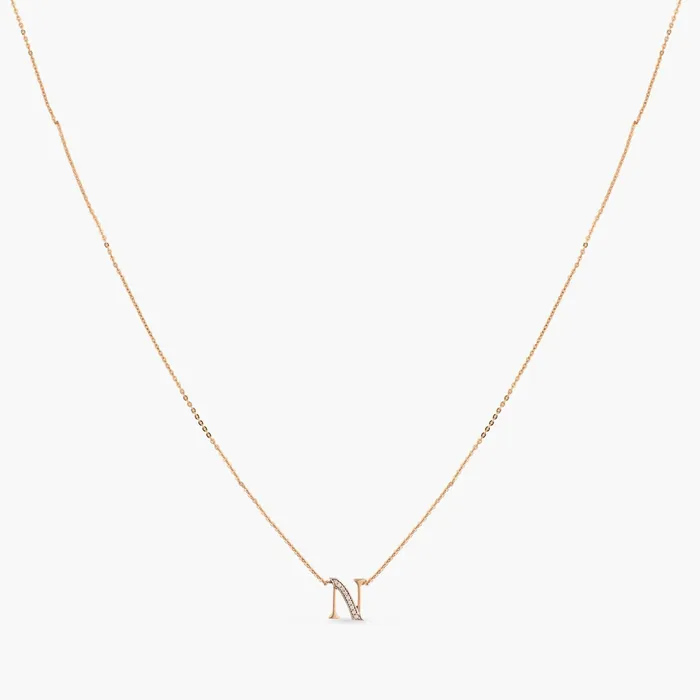 Necklaces SILVER Alphabet AZ Charms CZ RoseGold Plated Silver Necklace