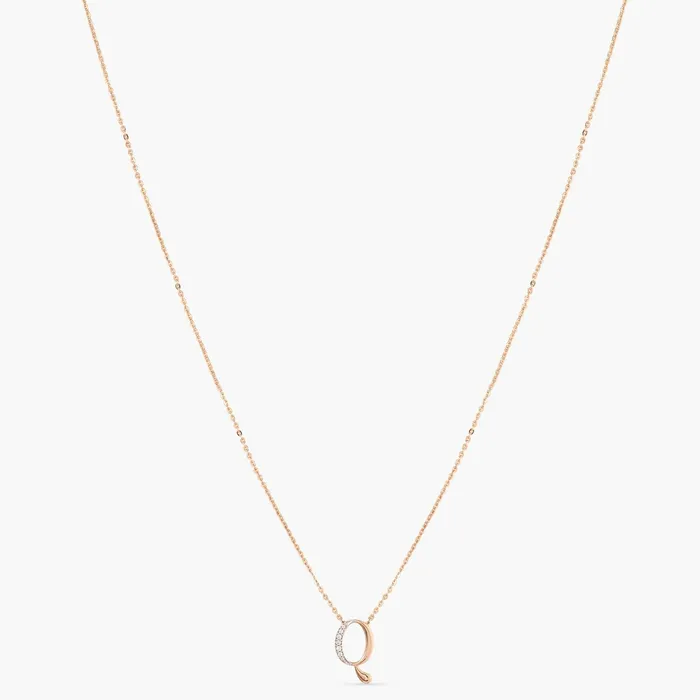 Necklaces SILVER Alphabet AZ Charms CZ RoseGold Plated Silver Necklace