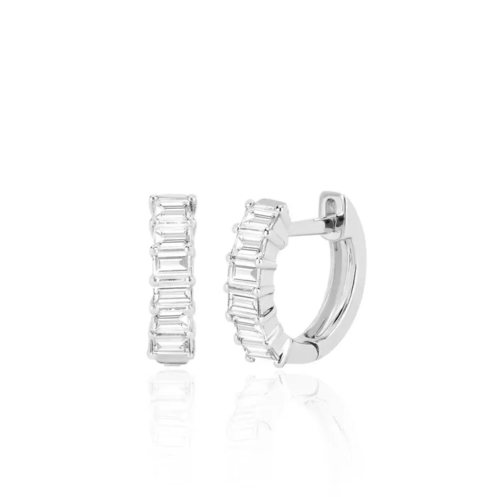 Prong Set Diamond Baguette Huggie Earring EF Collection Earrings