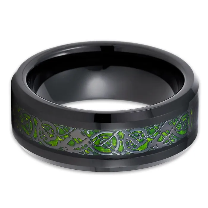 Rings Clean Casting Jewelry Green Tungsten Ring Dragon Tungsten Ring 8mm Green Tungsten Band