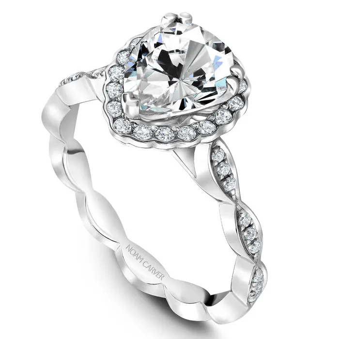 Rings Noam Carver White Gold Halo Pear Shaped Diamond Engagement Ring Setting 029 CTW International Diamond Center