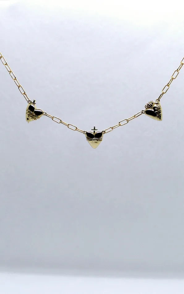 The Little Catholic Three Hearts Necklace Paper Clip Necklaces