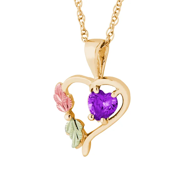 TR Jewelry Concepts Necklaces Landstroms Black Hills Gold February Heart Birthstone Pendant
