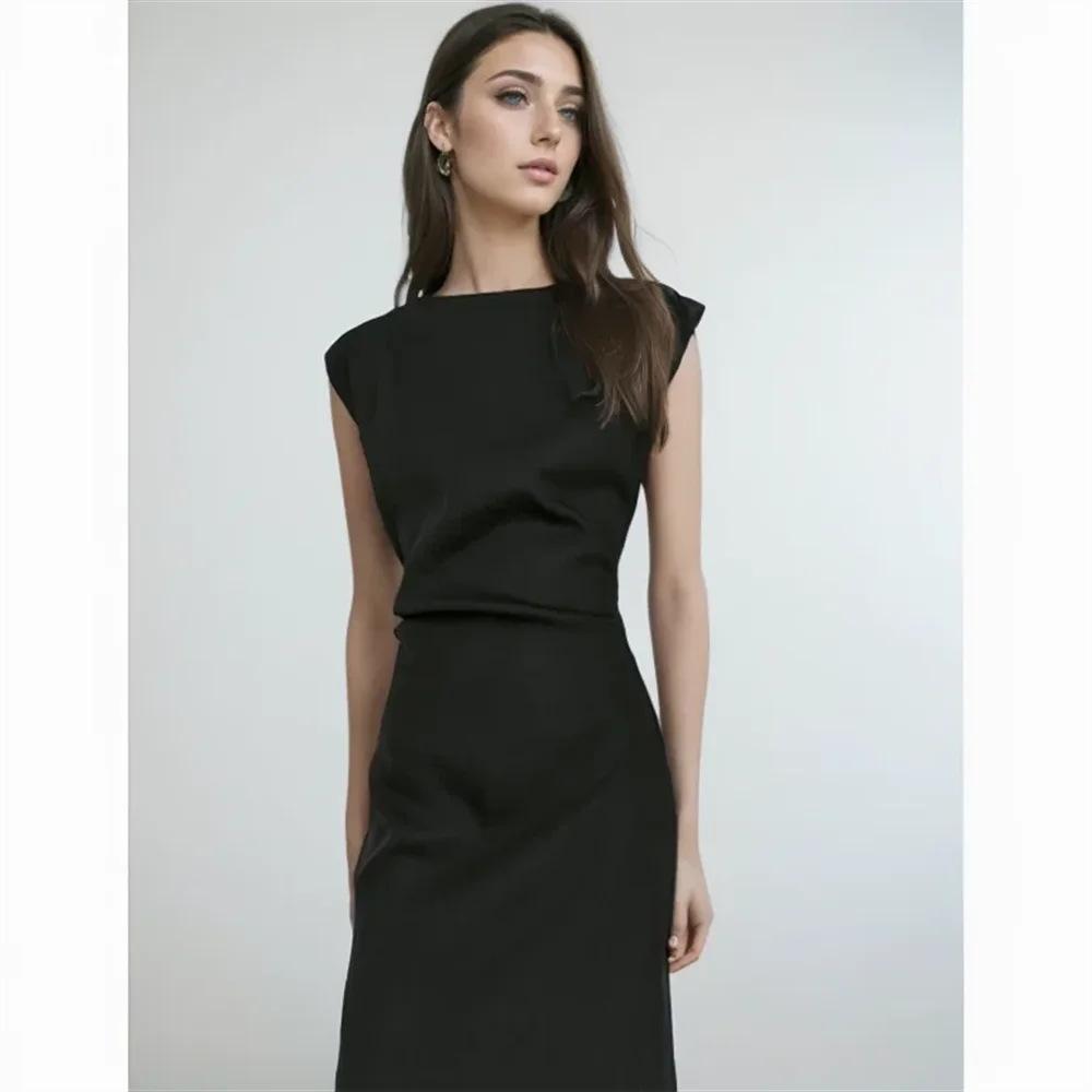 Robe Mi-Longue Femme Noir   | Robes Bas Femme